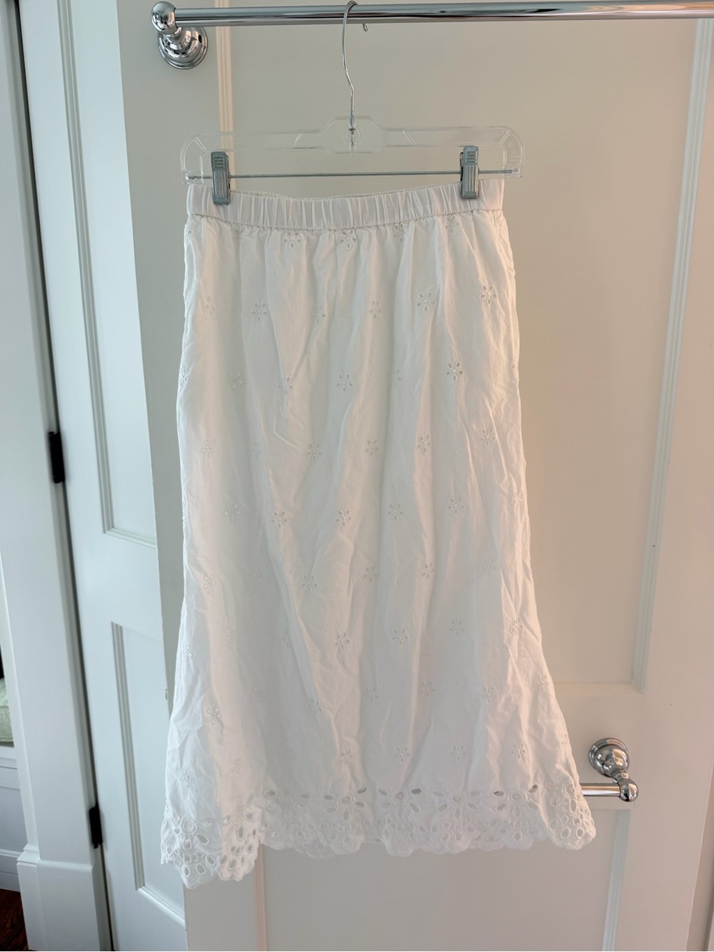 White Eyelet Midi Skirt